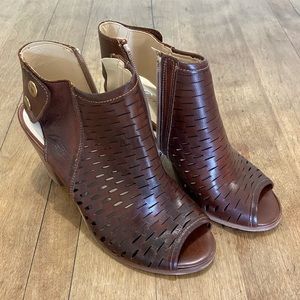 Italian Brown Leather Block Heels